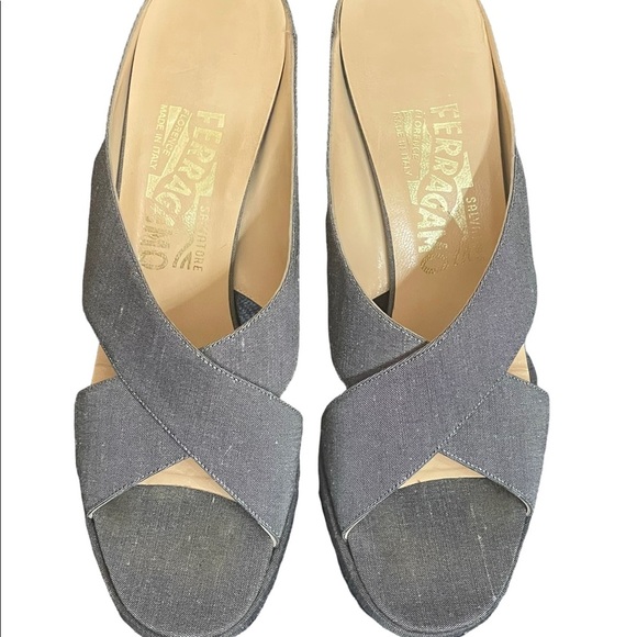 Salvatore Ferragamo Grey leather strap sandals size 8 - Picture 3 of 10